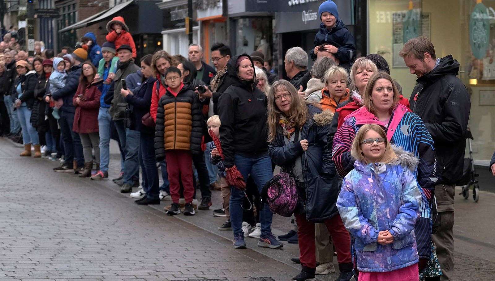 Crowds line Northbrook Street to welcome the parade