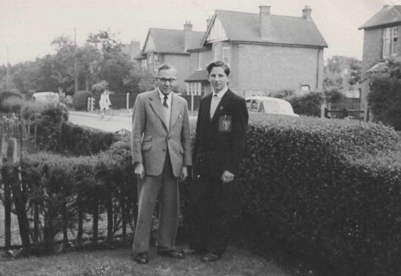 Herbert and Eric Rein, wearing his Park House School uniform, in 1960. Credit: Eric Rein