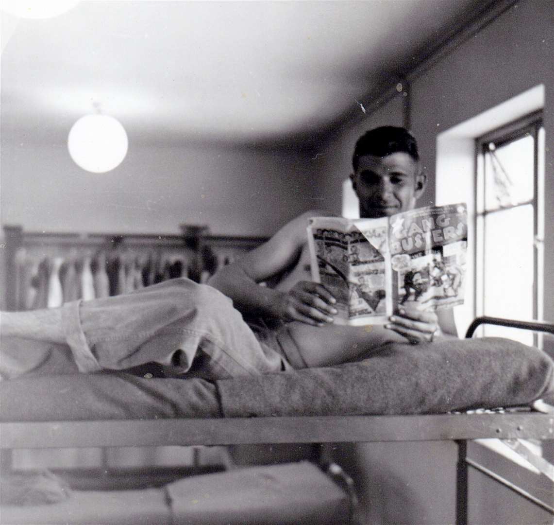 “A few minutes’ rest after work, before I start the nightly routine,” writes George in May 1953