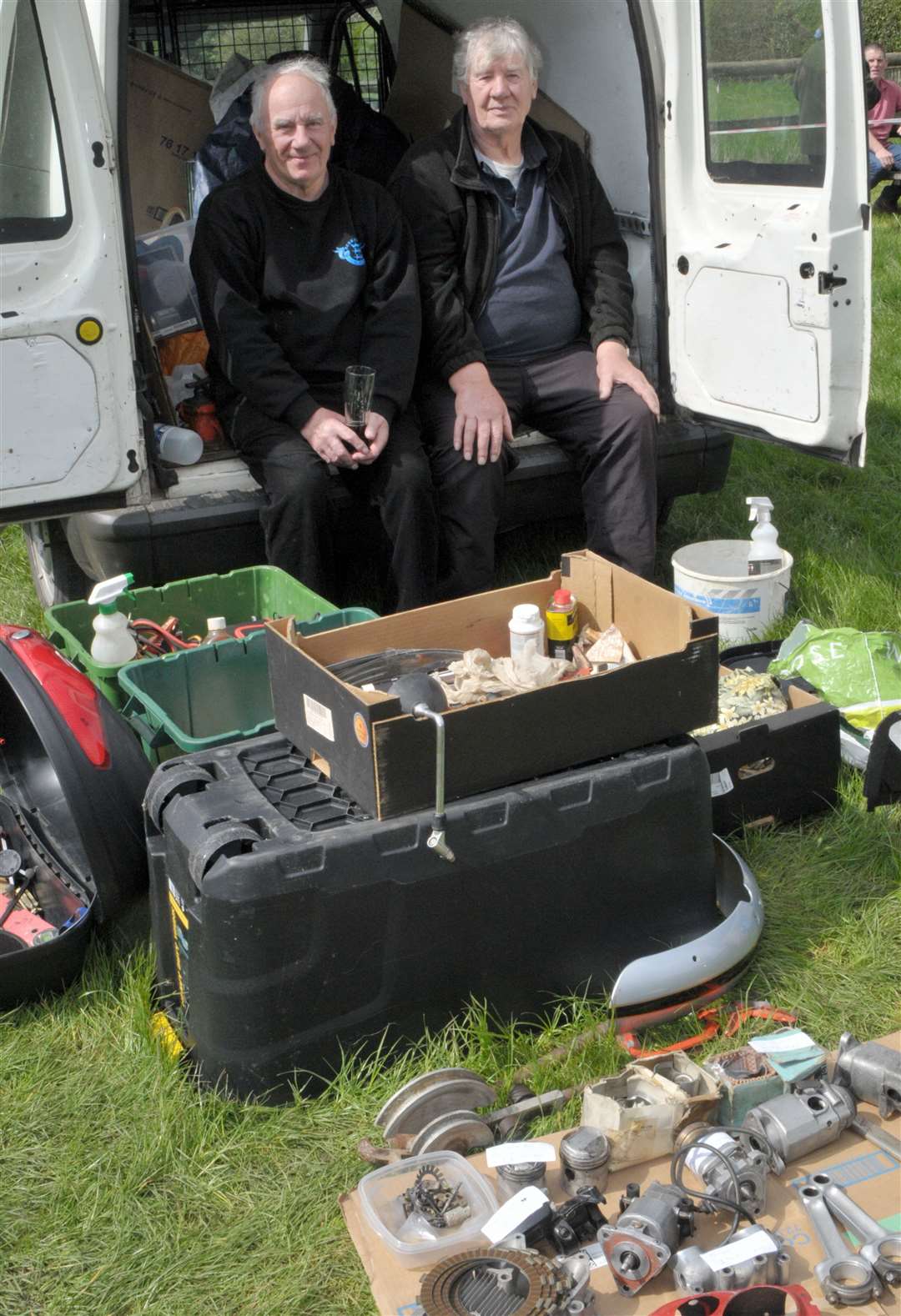 Keith Wren and Philip Hampson selling parts, picture Geoff Fletcher